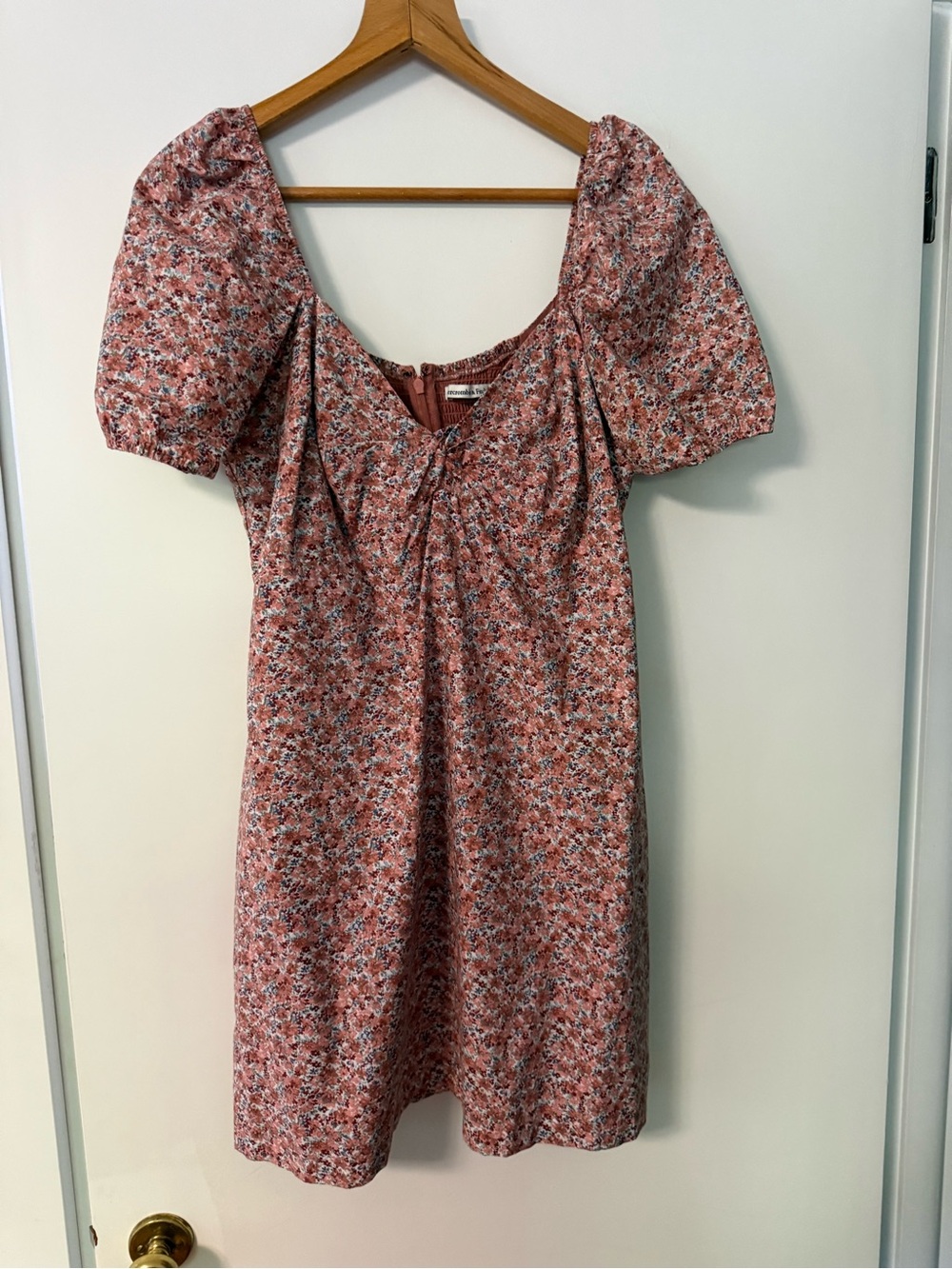 Abercrombie & Fitch Pink Floral Puff-Sleeve Mini Dress